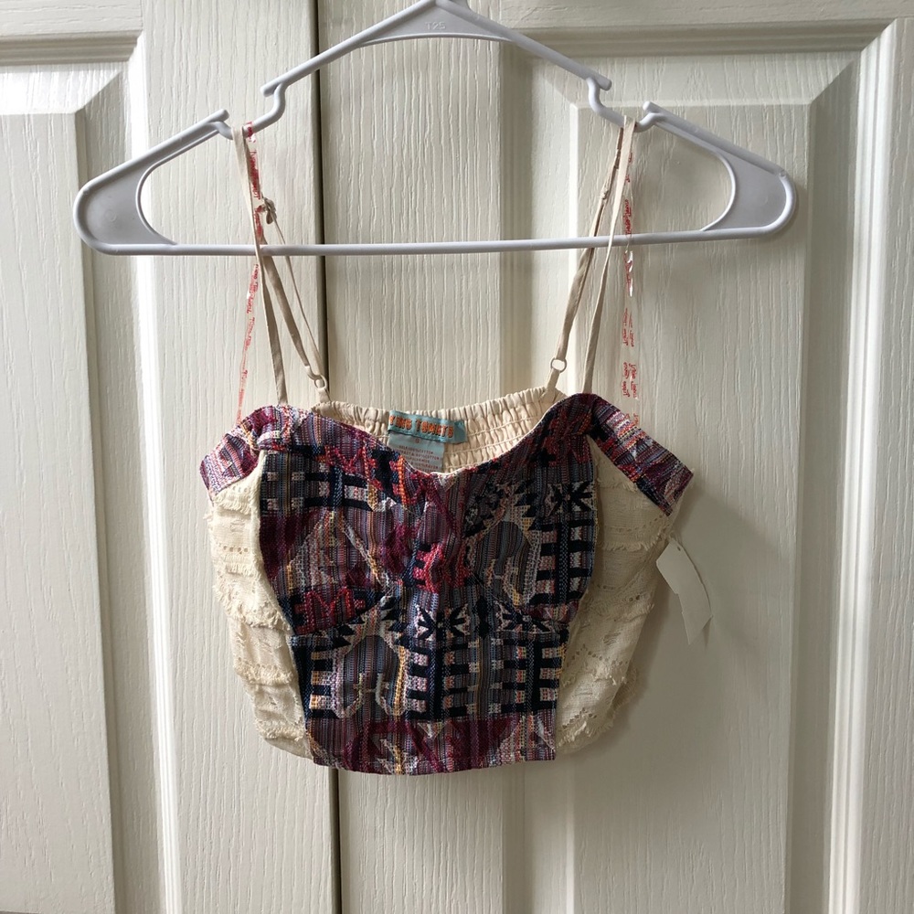 New with tags boho-style crop top, size small